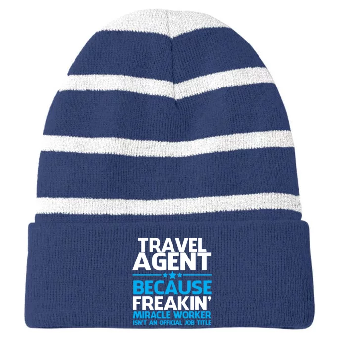 Travel Agent Miracle Worker Striped Beanie with Solid Band