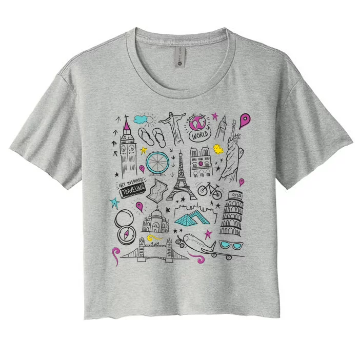 Travel The World Cute Women's Crop Top Tee