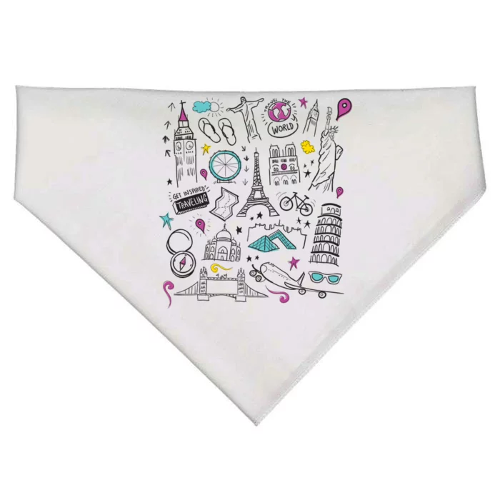 Travel The World Cute USA-Made Doggie Bandana