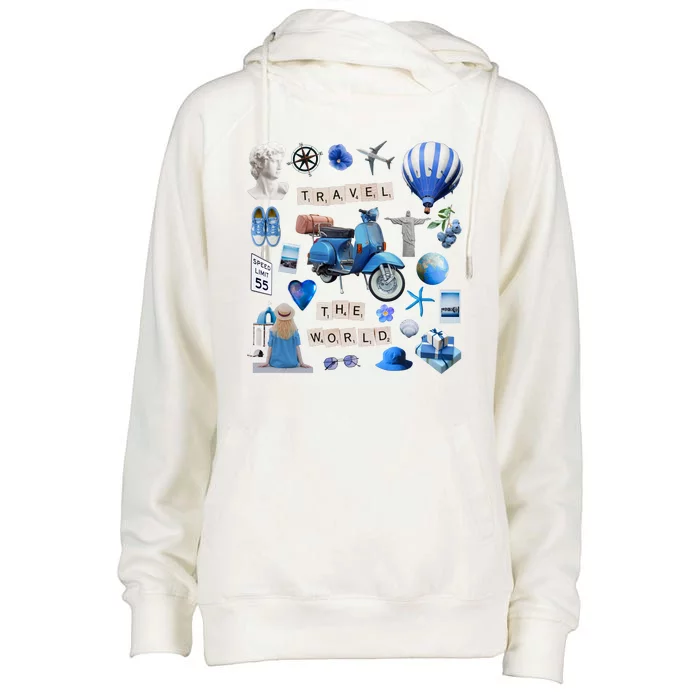 Travel The World Tourist Womens Funnel Neck Pullover Hood