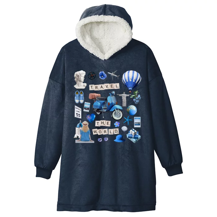 Travel The World Tourist Hooded Wearable Blanket