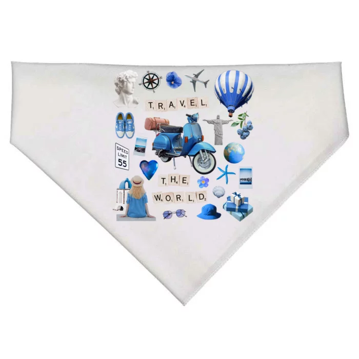 Travel The World Tourist USA-Made Doggie Bandana