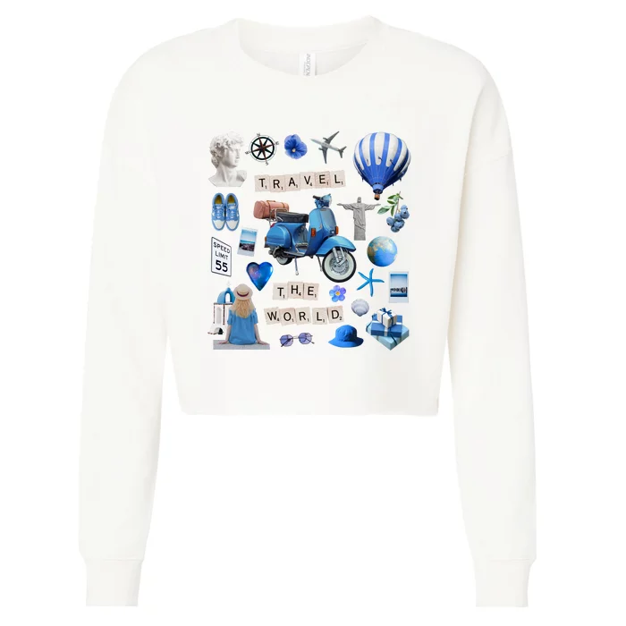 Travel The World Tourist Cropped Pullover Crew