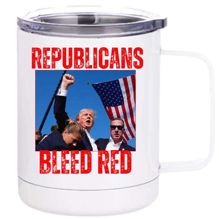 Trump Republicans Bleed Red 2024 Assignation Attempt Front & Back 12oz Stainless Steel Tumbler Cup