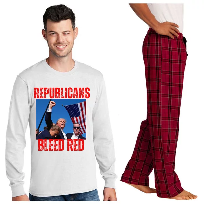 Trump Republicans Bleed Red 2024 Assignation Attempt Long Sleeve Pajama Set