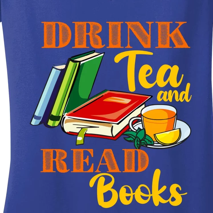 Tea Read Books Be Happy Cute Bookaholic Bookworm Gift Women's V-Neck T-Shirt