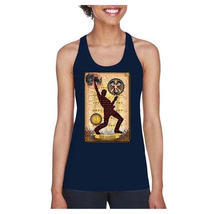 The Rocker Blood Moon Funny Tarot Playing Card Women's Racerback Tank