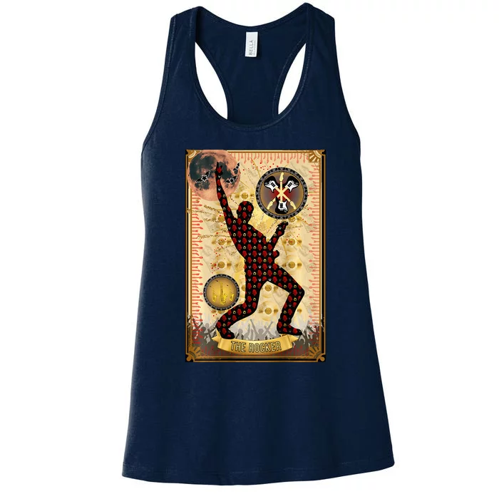 The Rocker Blood Moon Funny Tarot Playing Card Women's Racerback Tank