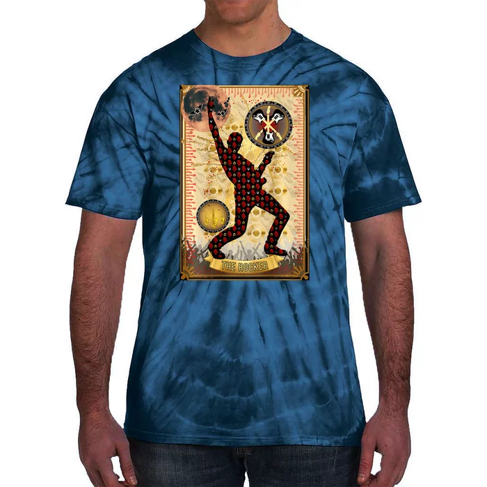 The Rocker Blood Moon Funny Tarot Playing Card Tie-Dye T-Shirt