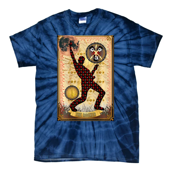 The Rocker Blood Moon Funny Tarot Playing Card Tie-Dye T-Shirt