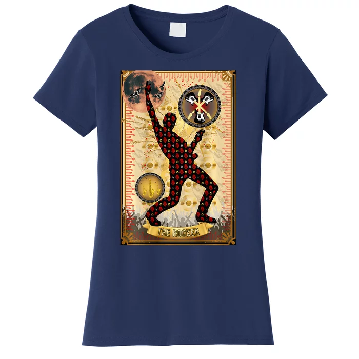 The Rocker Blood Moon Funny Tarot Playing Card Women's T-Shirt