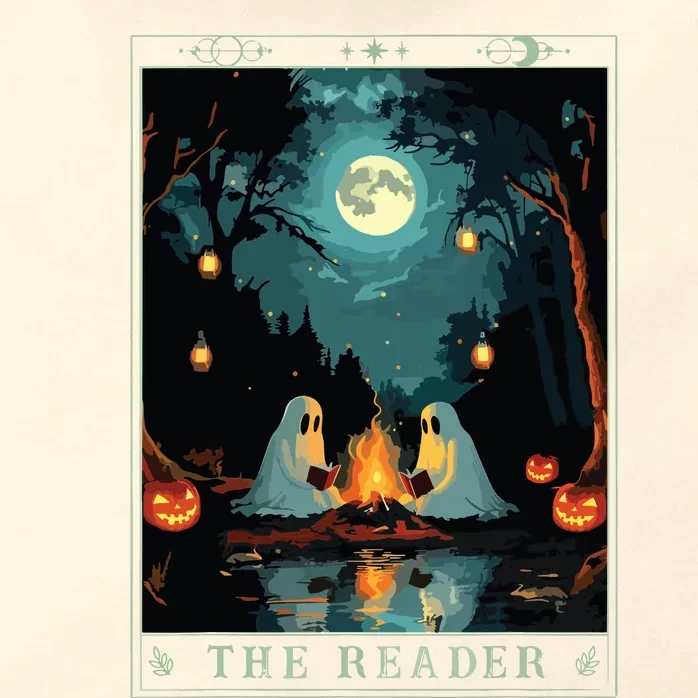 The Reader Bookish Cute Spooky Ghost Reading Book Tarot Card Zip Tote Bag