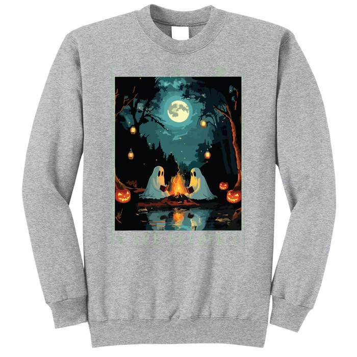 The Reader Bookish Cute Spooky Ghost Reading Book Tarot Card Tall Sweatshirt