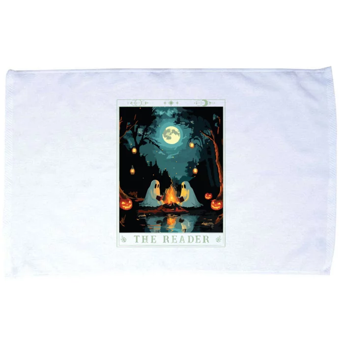 The Reader Bookish Cute Spooky Ghost Reading Book Tarot Card Microfiber Hand Towel