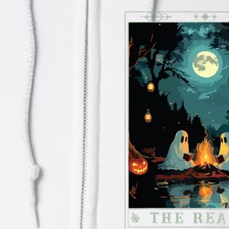 The Reader Bookish Cute Spooky Ghost Reading Book Tarot Card Full Zip Hoodie