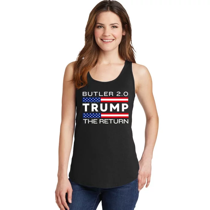 Trump Returns Butler Rally Fight Trump Elon Butler Rally 2.0 Ladies Essential Tank