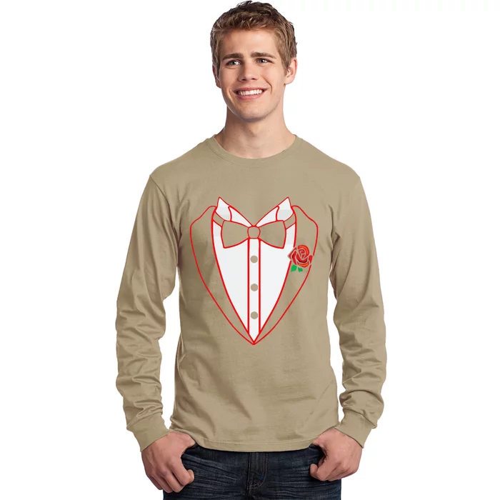 Tuxedo Red Bow Tie Costume Valentine's Day Gifts Long Sleeve Shirt