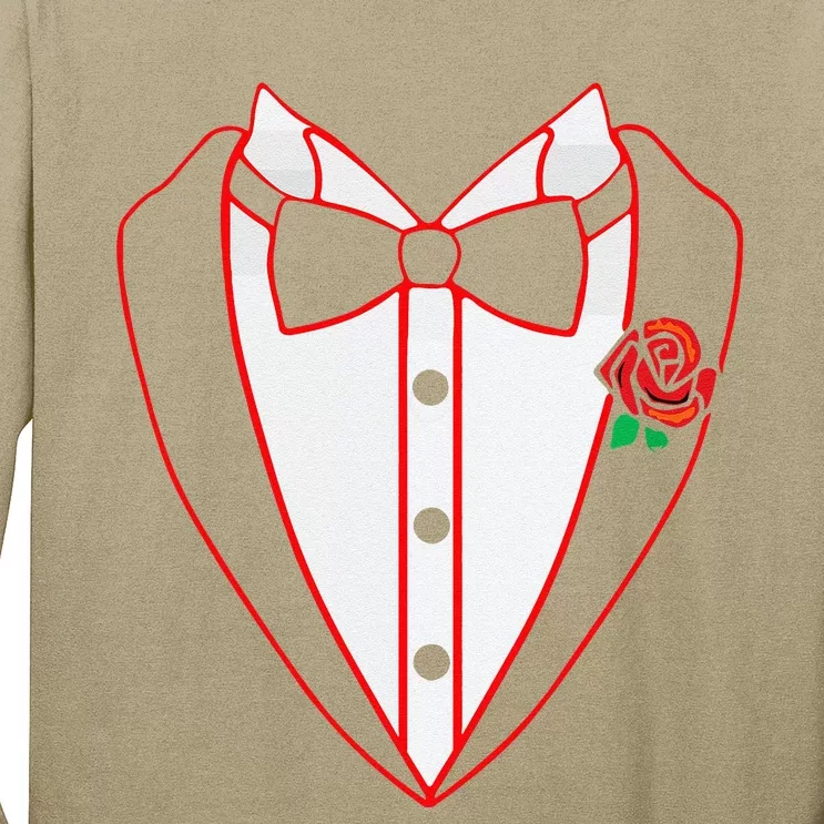 Tuxedo Red Bow Tie Costume Valentine's Day Gifts Long Sleeve Shirt