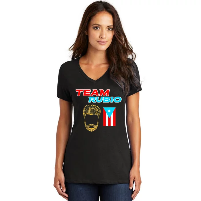 Team Rubio Baseball Puerto Rico Beisbol Los Nuestros Pride Women's V-Neck T-Shirt