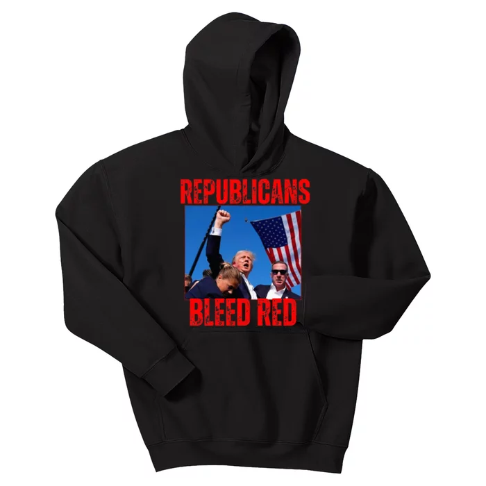 Trump Republicans Bleed Red 2024 Assignation Attempt Kids Hoodie