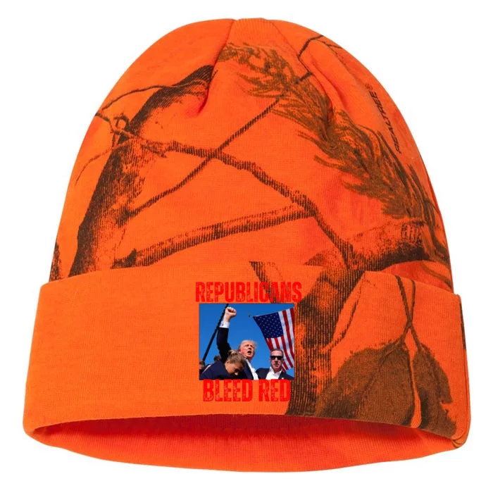 Trump Republicans Bleed Red 2024 Assignation Attempt Kati - 12in Camo Beanie