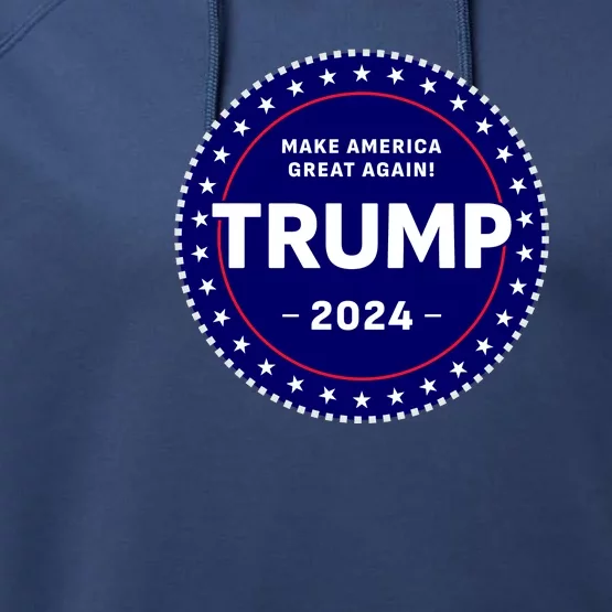 Trumps Reelection Badge 2024 Performance Fleece Hoodie