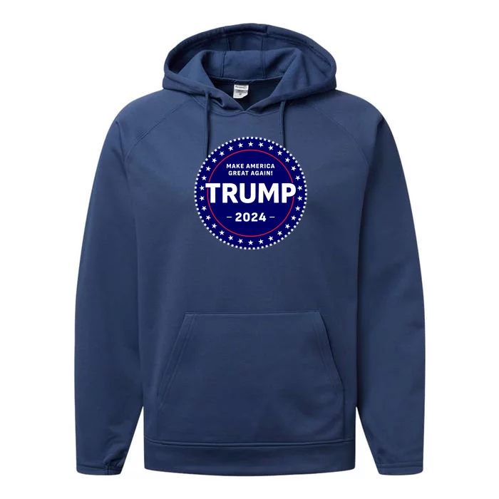 Trumps Reelection Badge 2024 Performance Fleece Hoodie