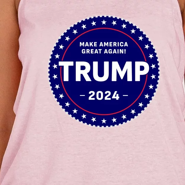 Trumps Reelection Badge 2024 Women's Knotted Racerback Tank