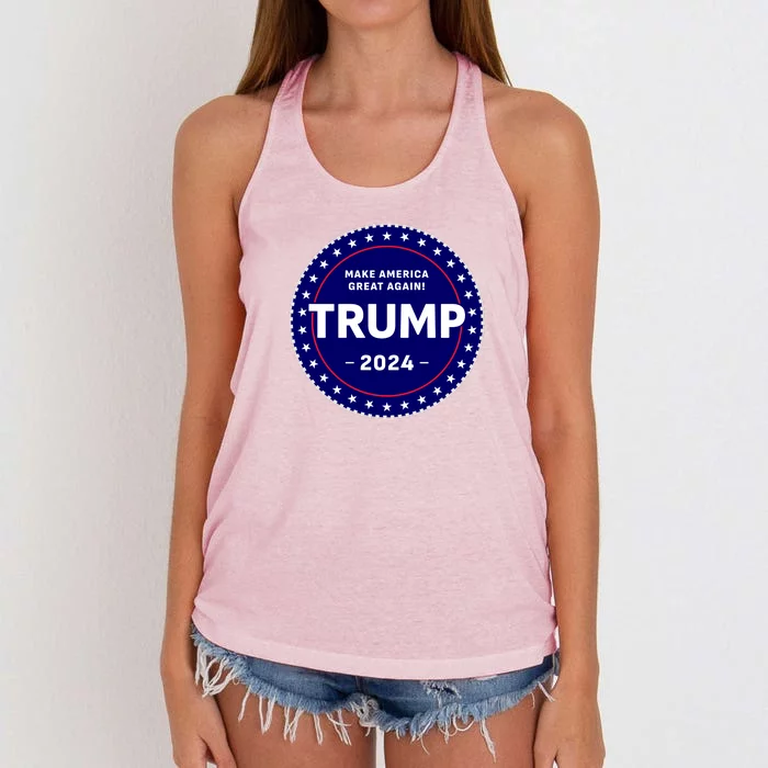 Trumps Reelection Badge 2024 Women's Knotted Racerback Tank