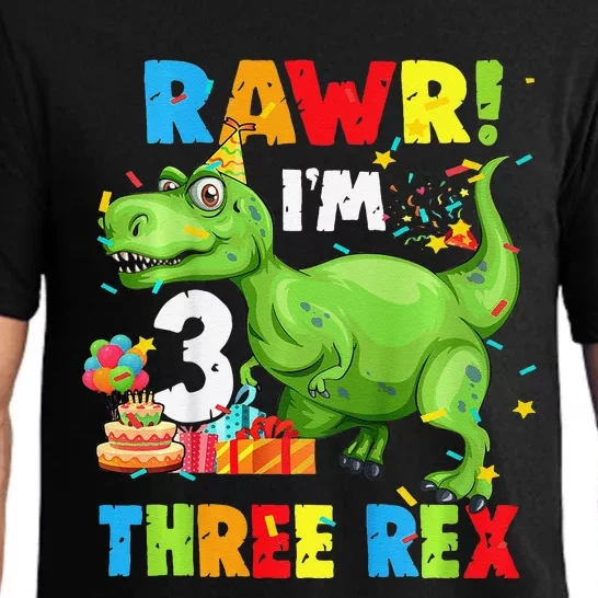 Three Rex Birthday Party Outfit Dinosaur 3 Year Old Boy Pajama Set