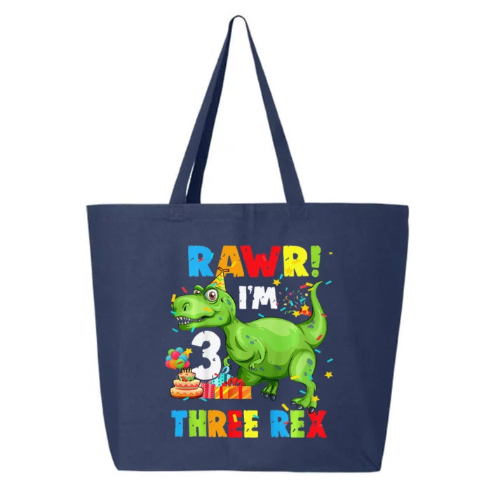 Three Rex Birthday Party Outfit Dinosaur 3 Year Old Boy 25L Jumbo Tote