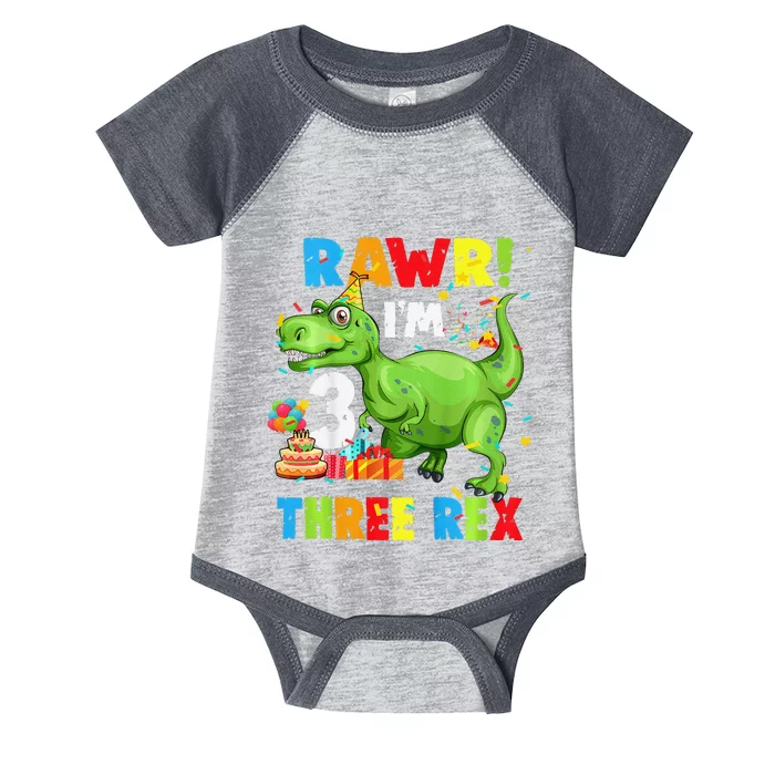 Three Rex Birthday Party Outfit Dinosaur 3 Year Old Boy Infant Baby Jersey Bodysuit