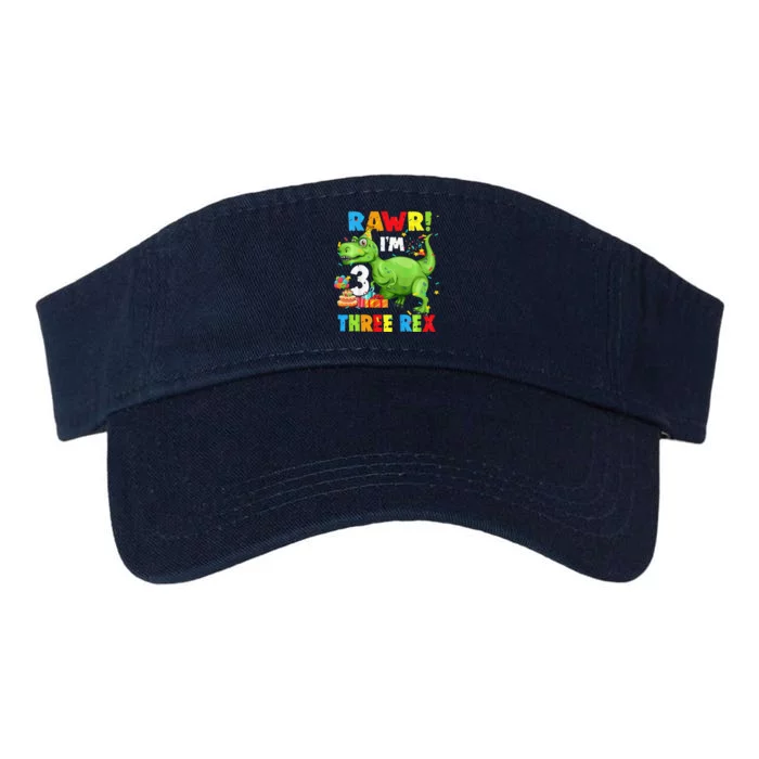 Three Rex Birthday Party Outfit Dinosaur 3 Year Old Boy Valucap Bio-Washed Visor