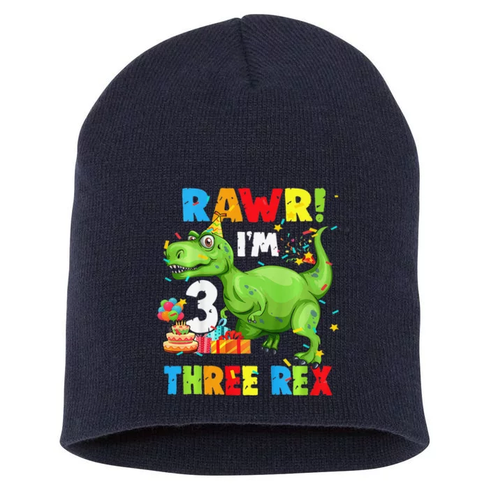 Three Rex Birthday Party Outfit Dinosaur 3 Year Old Boy Short Acrylic Beanie