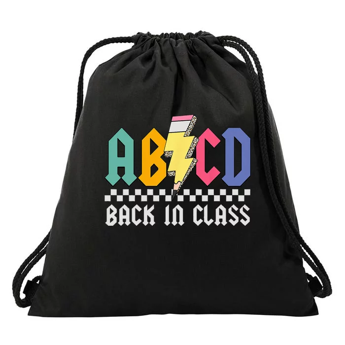 Teachers Rock Back To School ABCD Back In Class Pencil Kids Drawstring Bag