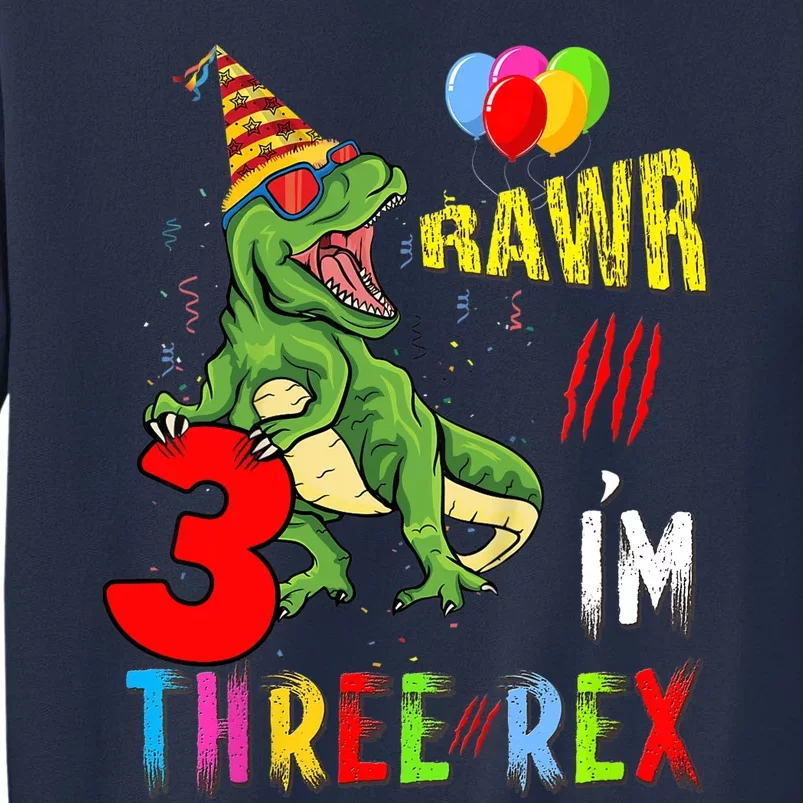 Three Rex Birthday Party Outfit Dinosaur 3 Year Old Boy Girl Sweatshirt