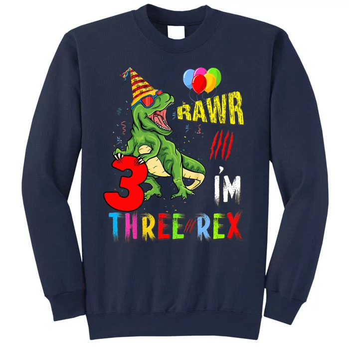 Three Rex Birthday Party Outfit Dinosaur 3 Year Old Boy Girl Sweatshirt