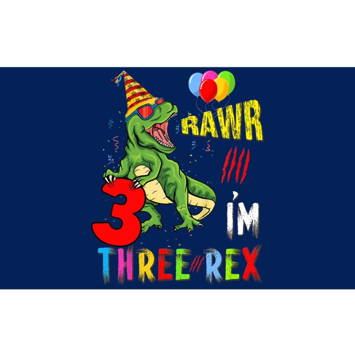 Three Rex Birthday Party Outfit Dinosaur 3 Year Old Boy Girl Bumper Sticker