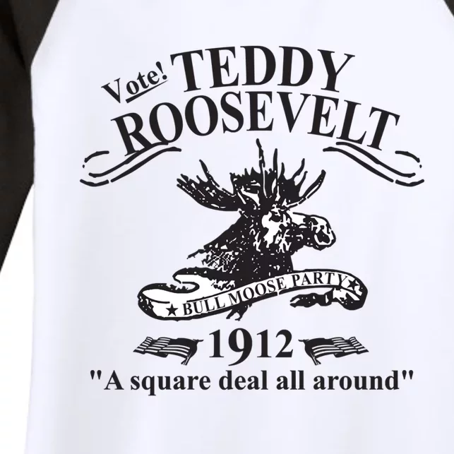 Teddy Roosevelt Bull Moose Party 1912 Presidential Campaign Women's Tri-Blend 3/4-Sleeve Raglan Shirt