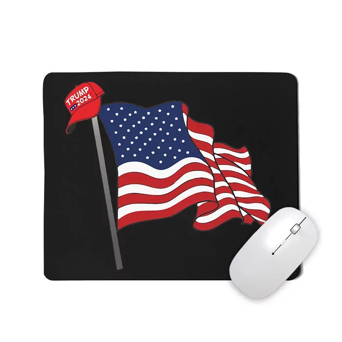 Trump Red Baseball Cap On An American Flag American Pride Mousepad