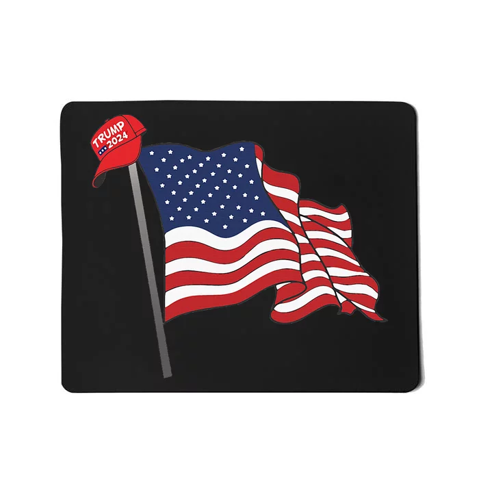 Trump Red Baseball Cap On An American Flag American Pride Mousepad