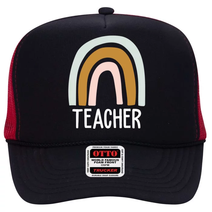 Teacher Rainbow Back To School High Crown Mesh Trucker Hat