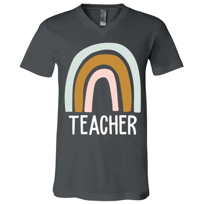 Teacher Rainbow Back To School V-Neck T-Shirt