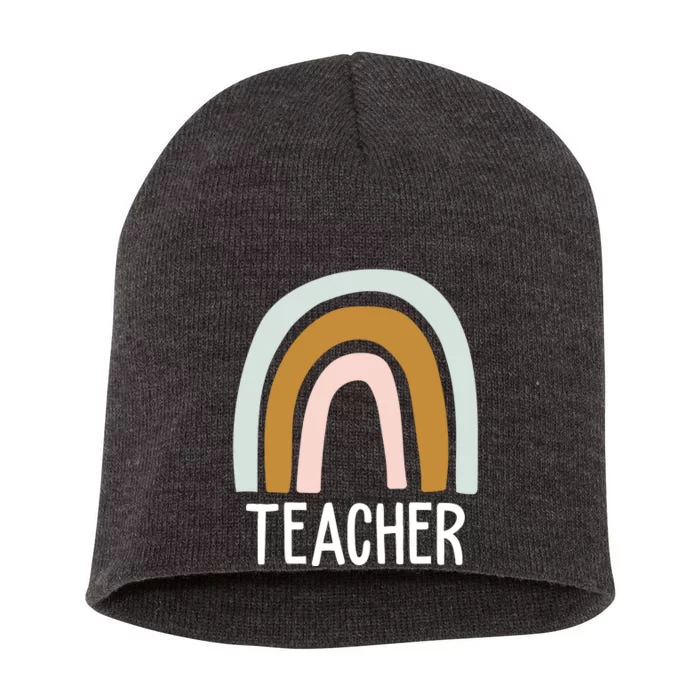 Teacher Rainbow Back To School Short Acrylic Beanie