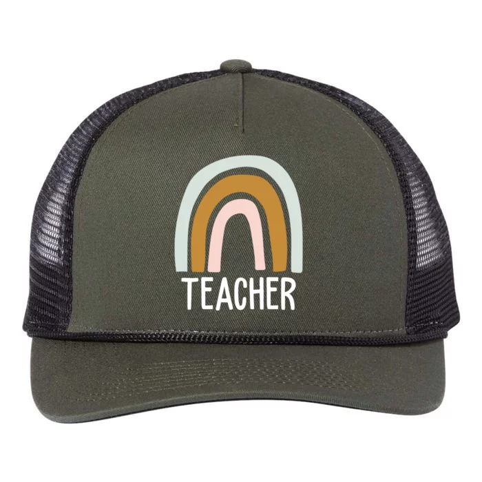 Teacher Rainbow Back To School Retro Rope Trucker Hat Cap