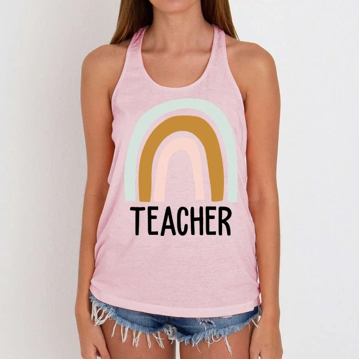 Teacher Rainbow Back To School Women's Knotted Racerback Tank