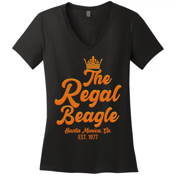 The Regal Beagle Santa Monica California Women's V-Neck T-Shirt