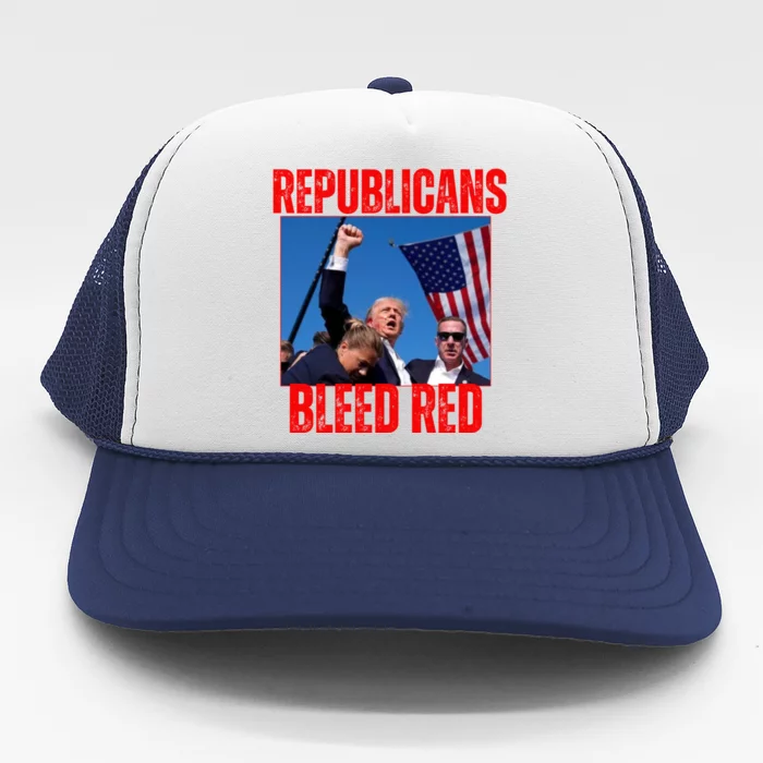 Trump Republicans Bleed Red 2024 Assignation Attempt Trucker Hat