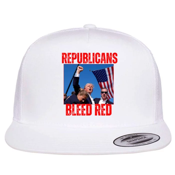 Trump Republicans Bleed Red 2024 Assignation Attempt Flat Bill Trucker Hat