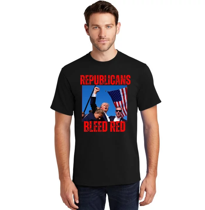 Trump Republicans Bleed Red 2024 Assignation Attempt Tall T-Shirt